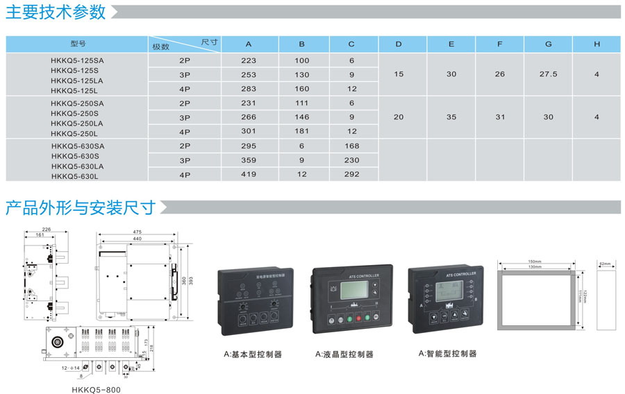 HKKQ5双电源切换开关的主要技术参数